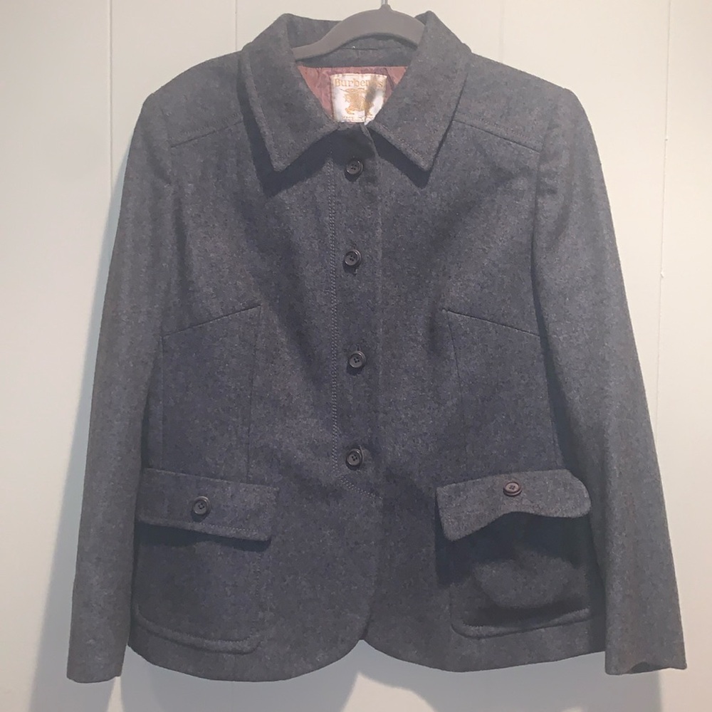 Burberry Grey A Line Skirt Suit